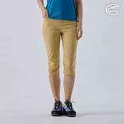 ADISI 女Supplex格紋速乾七分褲 AP2411045 (S-XL)｜彈性 吸濕排汗 快乾 透氣 耐磨 抗撕裂 S 黃卡其
