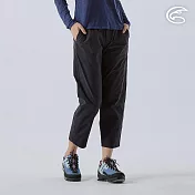 ADISI 女SORONA植物紗舒適乾爽錐型九分寬褲 AP2411027 (S-2XL)｜彈性 透氣 快乾 輕薄 環保 抗汙 九分褲 L 碳黑