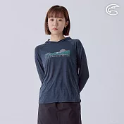 ADISI 女輕薄棉感快乾連帽長袖圖T AL2311124 (S-2XL)｜輕量 吸濕排汗 速乾 彈性 透氣 排汗衣 S 雙色藏青