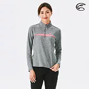 ADISI 女半門襟涼感智能纖維速乾長袖上衣AL2111138 (S-2XL) / 吸濕排汗 快乾 單向導濕 涼感 排汗衣 S 雙色深灰