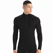 【紐西蘭Icebreaker 】男 Tech 半開襟長袖上衣-BF260 M 黑色