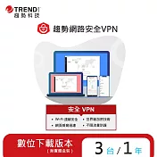 趨勢智慧安全VPN 一年三台防護版(ESD)