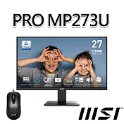 【滑鼠組】msi微星 PRO MP273U 27吋 螢幕 (27吋/3840x2160/16:9/60Hz/喇叭)