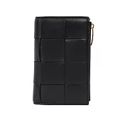 BOTTEGA VENETA Cassette 羊皮及牛皮釦式對開中夾 (黑色)