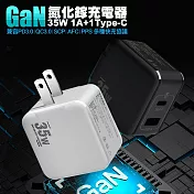 VOORCA精裝版 1C+1A孔 35W氮化鎵+折疊插座充電器(黑/白)支援iphone16系列 白色