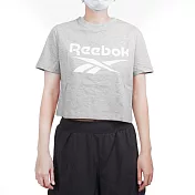 Reebok Ri Bl Crop Tee [100037591] 女 短袖 上衣 短版 T恤 運動 休閒 舒適 灰