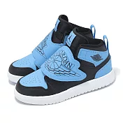 Nike 童鞋 Sky Jordan 1 PS 中童 藍 黑 魔鬼氈 小朋友 喬丹 休閒鞋 BQ7197-041