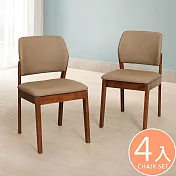Homelike 喜家居貓抓皮靠背餐椅-4入組(胡桃色)(2433)