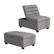 IDEA-亞麻布折疊隱藏收納方凳/沙發椅/2色可選(運費另計) 灰色