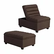 IDEA-亞麻布折疊隱藏收納方凳/沙發椅/2色可選-3入組(運費另計) 棕色