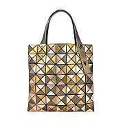 ISSEY MIYAKE 三宅一生 BAOBAO 7x7鉑金壓紋光澤手提包 金銅