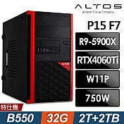 Acer宏碁 Altos P15F7 商用工作站 (R9-5900X/32G/2TB+2TB SSD/RTX4060Ti-16G/W11P)