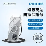 【Philips 飛利浦】Apple iPhone 16 Pro Max 高透磁吸旋轉支架防摔保護殼-含可置換掛繩組 (DLK6123TS/96)