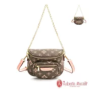 Roberto Mocali - 義大利諾貝兔自然森林系列茉綠花紋可換錬條皮帶斜背包 茉綠
