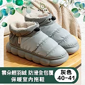 【儀家生活館】雲朵輕羽絨 防滑全包覆保暖室內拖鞋  灰色40-41