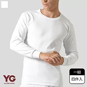 【YG 天鵝內衣】4件組保暖速乾圓領長袖(排汗保暖-男內衣) M 白色