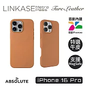 ABSOLUTE LINKASE iPhone 16 Pro 悠遊卡官方認證晶片 穿梭城市悠遊嗶嗶殼_Leather真皮皮革款(多色可選) 焦糖棕