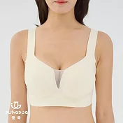 深V紗舒眠內衣 睡眠內衣 無鋼圈內衣 無痕內衣 M 杏米色