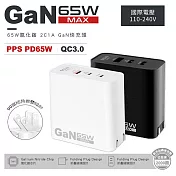 【Songwin】GaN氮化鎵 65W 手機平板快速充電器(雙USB-C+USB-A) 黑色