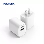 【Nokia 諾基亞】20W Type-A+Type-C PD 30W 充電器 (P6305)