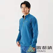 【ATUNAS 歐都納】男款PRIMALOFT刷毛保暖立領長袖拉鍊衫A1PS2019M- XL 鴨青藍