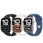 Apple Watch Series 10 (GPS版) 46mm鋁金屬錶殼搭配運動型錶帶- M/L 銀/丹寧