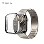 【Timo】Apple Watch 46mm專用 鋼化玻璃+防摔保護殼 二合一全包覆錶殼 透明