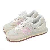 New Balance 休閒鞋 574 女鞋 亞麻 中古粉 麂皮 網布 經典 NB WL574GU2-B