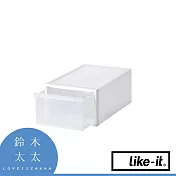 【LIKE-IT】可堆疊抽屜式收納箱 M 共2色 - 透明白 | 鈴木太太公司貨