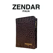 【ZENDAR】台灣總代理 限量1折 頂級小牛皮鱷魚紋拉鍊短夾 霏比系列 全新專櫃展示品(鳶尾紫 送禮盒提袋)