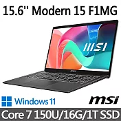 msi微星  Modern 15 F1MG-001TW 15.6吋 商務筆電 (Core 7 150U/16G/1T SSD/Win11/鉑金灰)