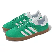 adidas 休閒鞋 Gazelle 男鞋 綠 白 三條紋 麂皮 膠底 復古 愛迪達 IG0671