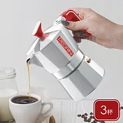 《PEDRINI》Ecomoka義式摩卡壺 | 濃縮咖啡 摩卡咖啡壺 - 紅銀3杯