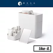 【LIKE-IT】手提式雙層化妝品收納箱 (白色) | 鈴木太太公司貨