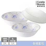 【美國康寧 CORELLE】春晨藍花2件式1000ml湯碗組-BA