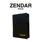 【ZENDAR】台灣總代理 限量1折 頂級小牛皮鱷魚紋拉鍊短夾 霏比系列 全新專櫃展示品(金剛黑 送禮盒提袋)