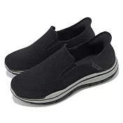 Skechers 休閒鞋 Expected 2.0-Lucas Slip-Ins 男鞋 黑 灰 套入式 緩衝 針織 205196BLK