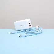 【omars】炫彩快充組合｜GaN 67W快速充電器+USB-C炫彩快速傳輸充電線(PD60w)  晴天藍