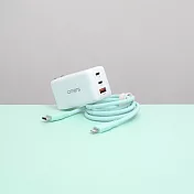 【omars】炫彩快充組合｜GaN 67W快速充電器+Lightning炫彩快速傳輸充電線(PD20W) 湖水綠