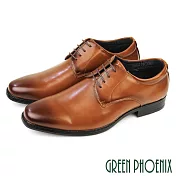 【GREEN PHOENIX】男 紳士鞋 商務鞋 皮鞋 德比鞋 綁帶 EU40 咖啡色