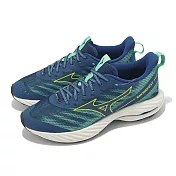 Mizuno 慢跑鞋 Wave Rider GTX 2 男鞋 藍綠 防水 支撐 波浪片 支撐 運動鞋 美津濃 J1GC2479-02