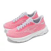 Mizuno 慢跑鞋 Wave Skyrise 6 女鞋 粉 白 緩衝 回彈 編織 運動鞋 美津濃 J1GD2509-22 24.5cm PINK/WHITE