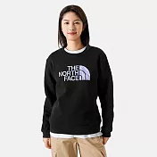 The North Face W SUN DYE LOGO CREW - AP 女大尺寸LOGO印花 休閒長袖大學T-NF0A88FUJK3 XL 黑色