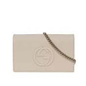 GUCCI SOHO 系列牛皮皮夾式手拿/鍊包 (白色)