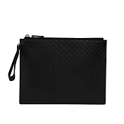 GUCCI Guccissima GG Logo 壓紋皮革附提把手拿包 (黑色)