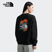 The North Face W TNF FLOWER OVS CREW - AP 女長袖大學T-NF0A8ASYJK3 XL 黑色