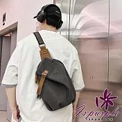 【iSPurple】個性十足*帆布素面拉鍊單斜肩背包/ 灰色