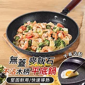 無蓋木柄麥飯石不粘平底鍋