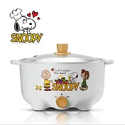 SNOOPY 史努比 吃貨系列 S22雙層防燙不沾電湯鍋3L 白木紋