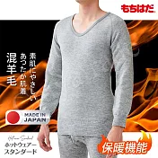 【HOT WEAR】日本製 極厚款 機能高保暖 吸濕發熱衣 輕柔裏起毛 羊毛長袖內衣 衛生衣(男)-灰 無 灰色極厚款-L